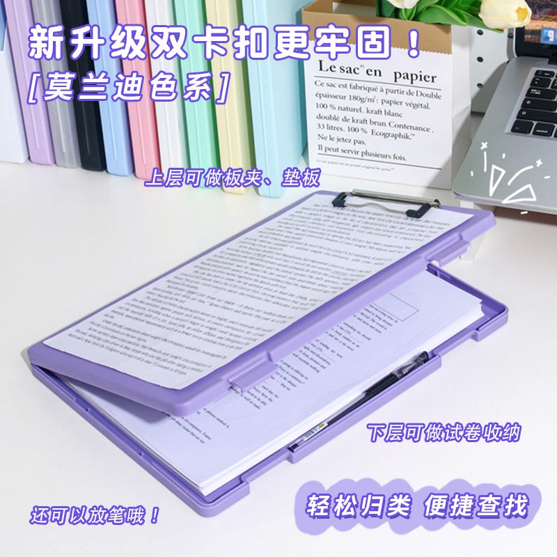 File Storage Box Board Holder Macaron Color Multi-Functional Large Capacity Plastic Office Documents Data Storage Box Can Be Approved - Image 2